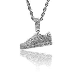 Iced Sneaker Pendant - White Gold